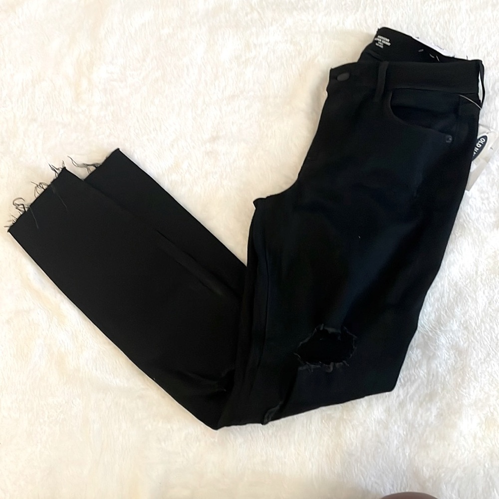 Old Navy Rockstar Super Skinny Distressed Black Jeans Size 4 - Picture 2 of 9